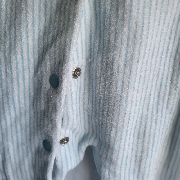 vintage baby sleeper baseball style stripes clown face on feet medium white blue - Picture 3 of 9